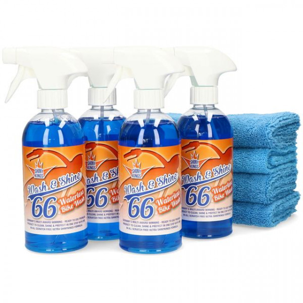Wasserloser Reiniger Wash & Shine 66 | BIKE Set | 2 x 0,5 Liter + 2 x Daytona Tuch | Trockenreiniger