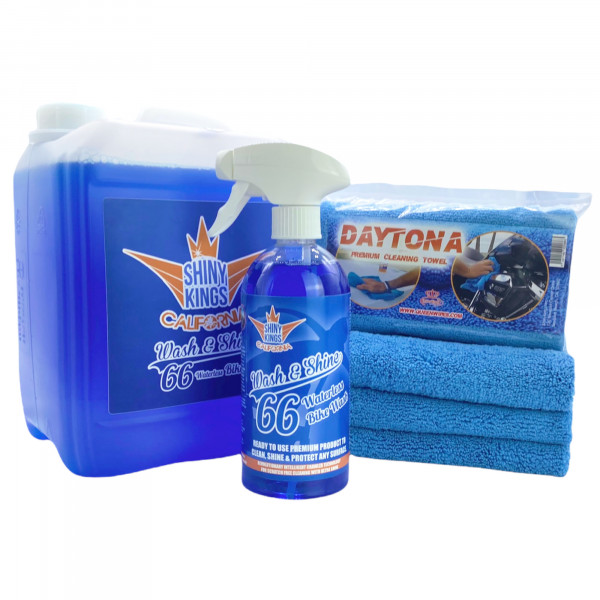 Wasserloser Reiniger Wash & Shine 66 | BIKE XL Set | 5,5 Liter + 4 x Daytona Tuch | Motorradreiniger